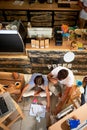 Coffee business concept.business people working together at their cafe store Royalty Free Stock Photo