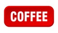 coffee button. coffee square 3d push button. Royalty Free Stock Photo