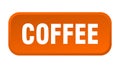 coffee button. coffee square 3d push button. Royalty Free Stock Photo
