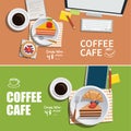 Coffee cafe banner flat design element
