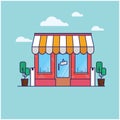 coffee cafe Flat design modern vector illustration concept of a small store with awning and awning Royalty Free Stock Photo