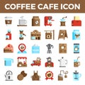 Coffee cafe flat icons