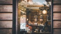 Coffee Cafe Shop Background, Abstract Defocused Blur of Interior Coffee Shop and Restaurant. Coffee Interiors Bar Space for Royalty Free Stock Photo