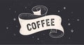 Coffee, cafe. Vintage ribbon Royalty Free Stock Photo