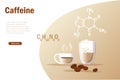 Coffee and caffeine skeletal formula molecular structure. Chemistry and biological science education research Royalty Free Stock Photo