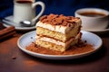 Coffee cake slice tasty dessert background