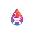 Coffee call drop shape concept vector logo design. Royalty Free Stock Photo