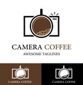 Coffee Camera Photography Logo Design Template. Flat Style Design. Vector Illustration