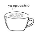 Coffee cappuccino, hand drawing vector illustration sketch