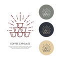 Coffee capsules vector line icon. Barista equipment linear logo. Outline symbol for cafe, bar, shop Royalty Free Stock Photo