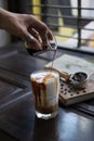 Coffee with caramel butter mixed with milk Royalty Free Stock Photo