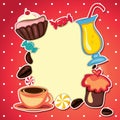 Coffee card cupcake and sweets Royalty Free Stock Photo