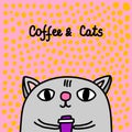 Coffee and cats hand drawn vector illustration in cartoon comic style domestic animal holding cup hot drink Royalty Free Stock Photo