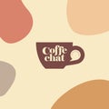 Coffee chat emblem. Coffee logo. Cup handle like speech bubble.