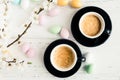 Coffee and cherry blossom Royalty Free Stock Photo