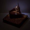 coffee with chocolate author`s cake, handmade, design, sugar free. Tasty and fieldÃÅ½