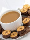 Coffee with chocolate biscuits Royalty Free Stock Photo