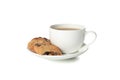 Coffee with chocolate chip cookies isolated on background Royalty Free Stock Photo