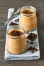 Coffee and chocolate dessert in a glass jar Royalty Free Stock Photo