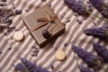 Coffee chocolates and lavender with copy space. Generative AI Royalty Free Stock Photo