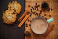 Coffee, cinnamon, coffee beans and cookies