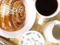 Coffee and Cinnamon Roll Royalty Free Stock Photo