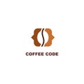 Coffee code, logo for coffee shop with technology style concept.