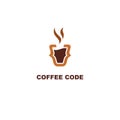 Coffee code, logo for coffee shop with technology style concept.