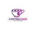 Coffee code Logo design can be used as sign, icon or symbol, full layered vector and easy to edit and customize size and color,