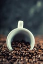 Coffee. Coffee beans. Coffee cup full of coffee beans. Toned image Royalty Free Stock Photo