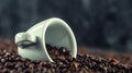 Coffee. Coffee beans. Coffee cup full of coffee beans. Toned image Royalty Free Stock Photo