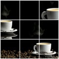 Coffee collage over black background Royalty Free Stock Photo