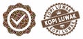 Coffee Collage Quality Seal with Distress Kopi Luwak Stamp