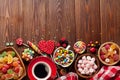 Coffee, colorful candies, jelly and marmalade