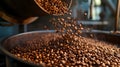 coffee coming out of a commercial coffee roasting machine