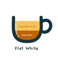 The Coffee Composition - Flat White. Isolated Vector Illustration