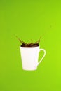 Coffee concept. Minimal art. Solid background. Coffee splashes.