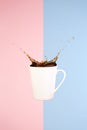 Coffee concept. Minimal art. Solid background. Coffee splashes. Royalty Free Stock Photo