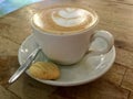 coffee and cookie . Cappuccino. India. Royalty Free Stock Photo
