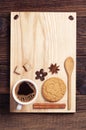 Coffee, cookie, cinnamon and anise Royalty Free Stock Photo