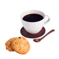 Coffee, cookie and spoon Royalty Free Stock Photo