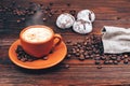 Coffee with cookies and coffee beans Royalty Free Stock Photo