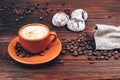 Coffee with cookies and coffee beans Royalty Free Stock Photo