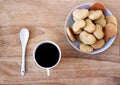 Coffee and cookies top view