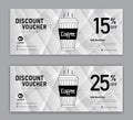 Coffee coupon discount template, Gift voucher, label, banner, advertisement Royalty Free Stock Photo