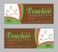 Coffee coupon discount template, Gift voucher, label, banner, advertisement Royalty Free Stock Photo