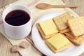 Coffee and cracker cookies with cheese Royalty Free Stock Photo