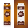 Coffee cream packaging design template. Cream product package isolated. Liquid coffee food bag for cafe