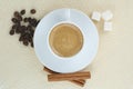 Coffee with cream, sugar and cinnamon Royalty Free Stock Photo