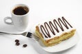 Coffee and creamy cake with chocolate Royalty Free Stock Photo